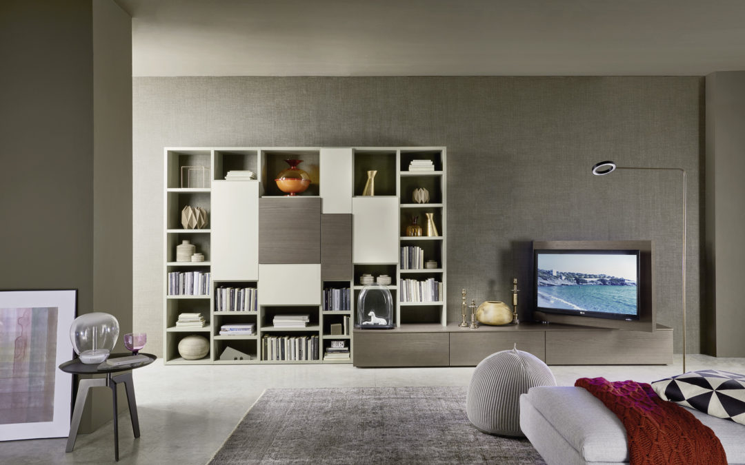 Parete tv e libreria Modo